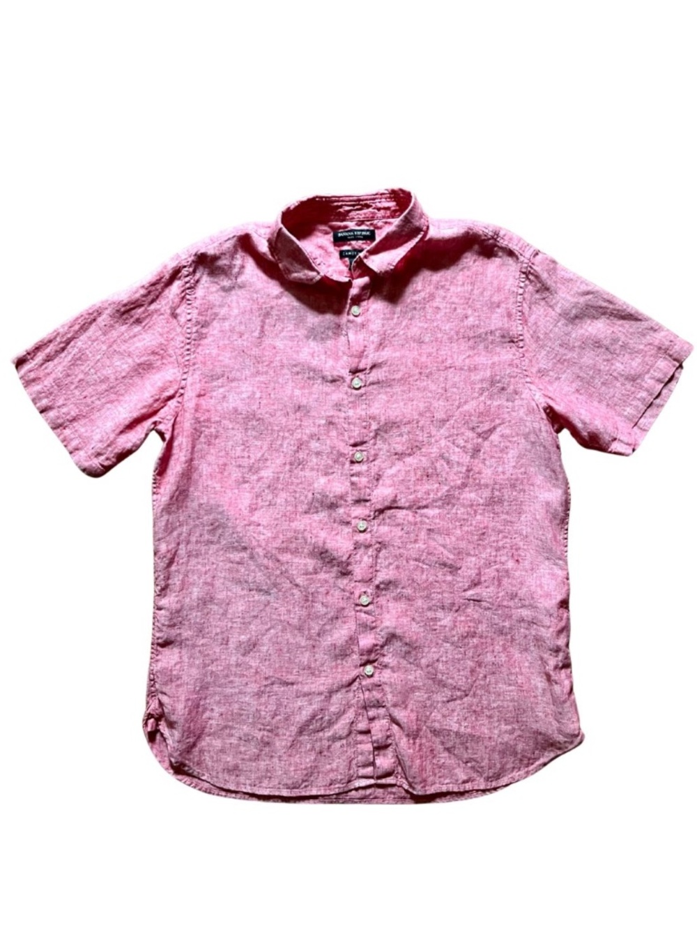 Banana Republic Men's 100% Linen Short Sleeve Button Up Faded Red Preppy Casual